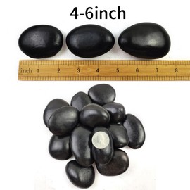 SHIZWU Polished Black River Rocks - 2-3 inch 40LB High Polished Decorative Pebbles, Polished Stones for Landscaping, Natural River Rocks for Outdoor Décor, Polished Pebbles for Plants.