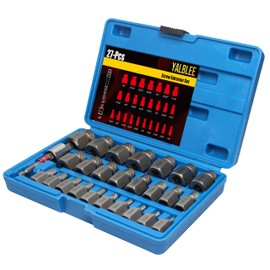 27 Pcs Screw Extractor Set, Easy Out Bolt Extractor Kit 3/8" Inch Drive, Multi-Spline Hex Head for Removing Stripped, Rounded, Damaged, Broken Screw Stud Hexagon Bolts