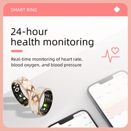 YideOtmz Fitness Smart Ring – Sleep Tracking, Steps Counter, Wellness Data for Men & Women, Waterproof IP68, Works with App, No Monthly Fee (Rose Gold, 8)