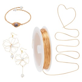 NBEADS 33m 18K Gold Plated Copper Wire, 24 Gauge Jewellery Making Wire Flexible Craft Wire Soft Beading Wire Tarnish Resistant Wire for Jewellery Making