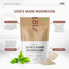 Organic Lions Mane Powder 100g – Pure Hericium Erinaceus Powder – Resealable and Recyclable Pouch – by Alpha01