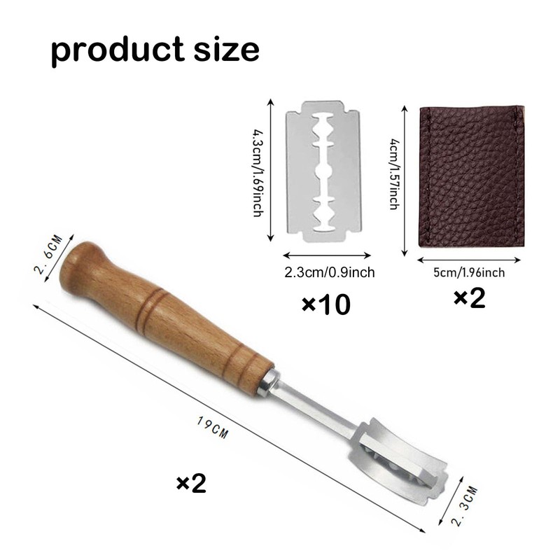 Dyzoxa 10pcs Bread Lame Cutter,Wood Handle Bread Scoring Tool Bread