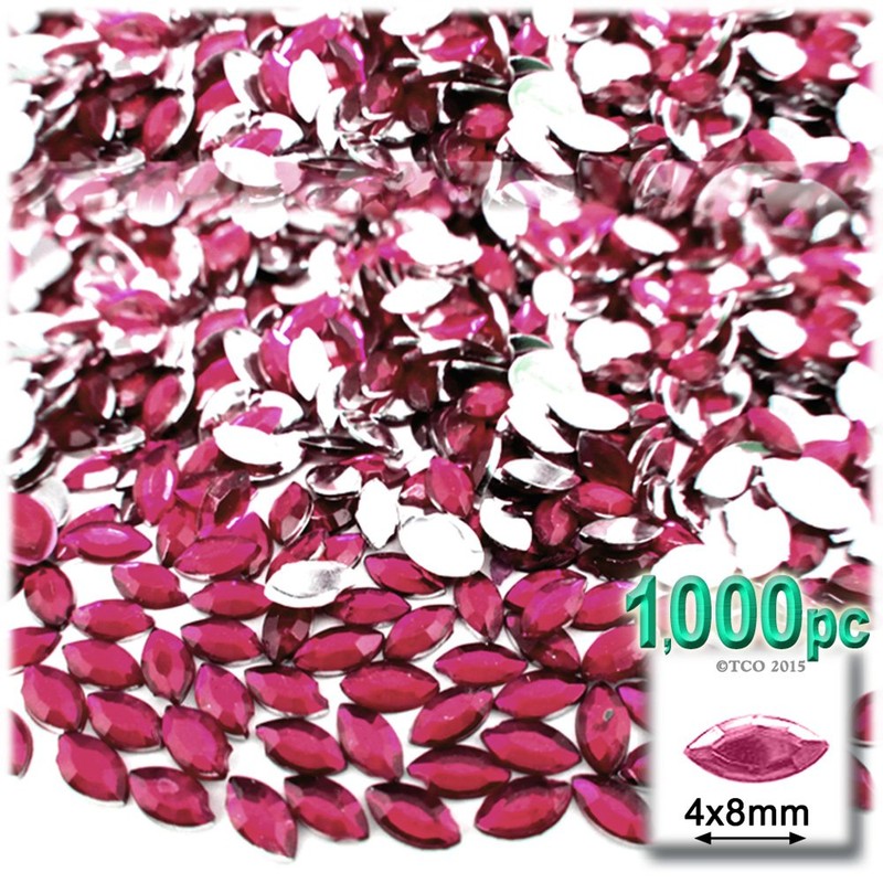 1,000pc Rhinestones Eye Shaped (Navette) 4x8mm Flatback Aqua Blue AQA