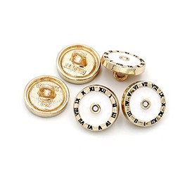 10 Pcs Round Button Small Mini Button Clock Design Pattern or Blazer Coat Uniform Shirt(White,12mm)