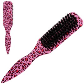 Leopard Print Hair Brush, Pink Soft Bristle, Slick Back Styling Brush Women