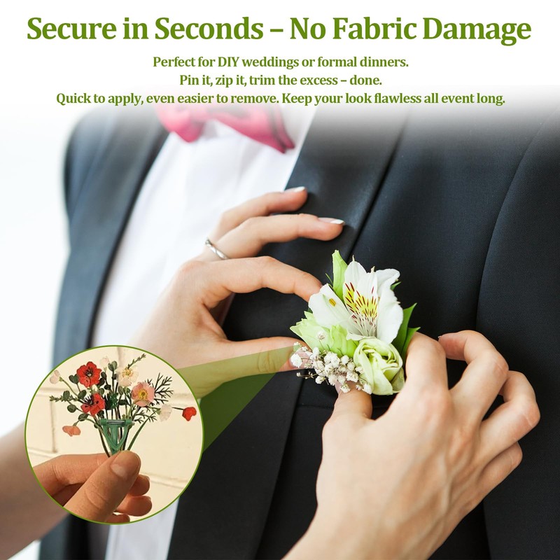30pcs Boutonniere Safety Pins,Triangle Corsage Pins,Green Plastic Corsage Pins Safety