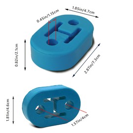 Car Exhaust Hanger, 4PCS Rubber Insulator Bushing Mount, 2 Holes 0.47 Inch (12mm), High-Density Tailpipe Damping Hanger,Auto Muffler Shock Absorbent Bracket Mount,Universal Fit (Blue)