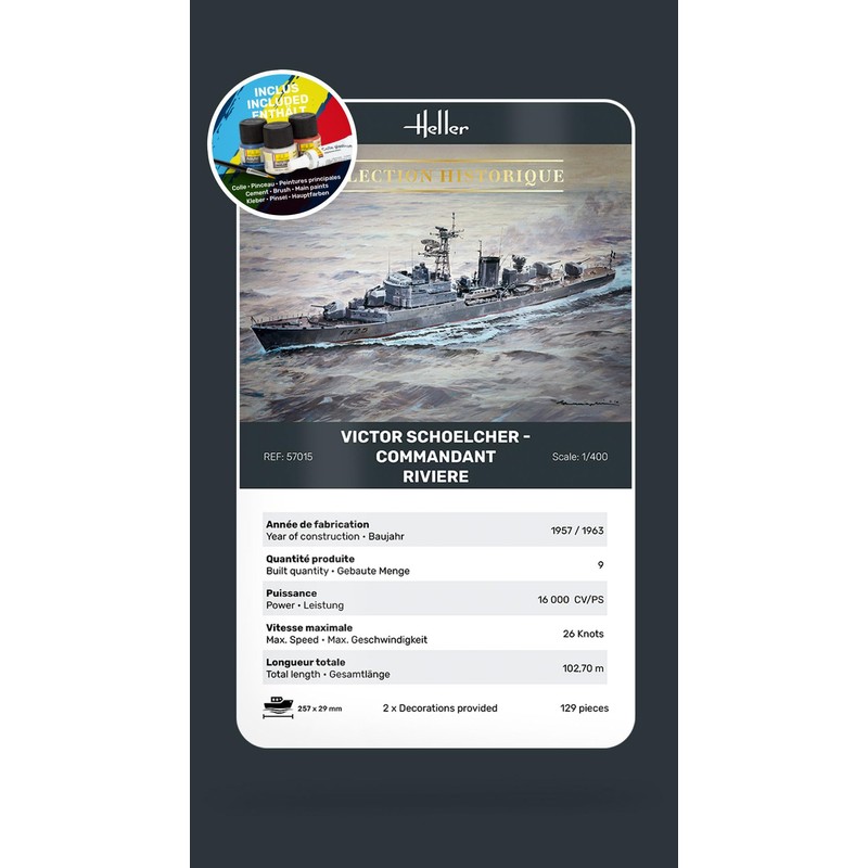 heller - 1/400 Starter Kit Victor Schoelcher Commandant Rivierehel57015