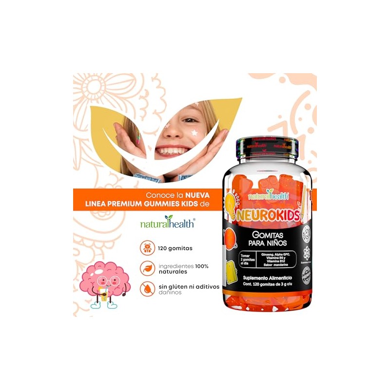 Natural Health. NeuroKIDS. Suplemento para Memoria, Concentracin y Aprendizaje, con