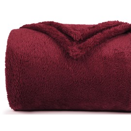 Felesha Fingal Plush Fleece Throw Blanket for Couch and Bed, Fluffy Fuzzy Cozy Anti-Static Soft Blankets All Season Use (60x80 Inches,Burgundy Red)