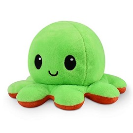 TeeTurtle - The Original Reversible Octopus Plushie - Red + Green - Cute Sensory Fidget Stuffed Animals That Show Your Mood, 4 inch