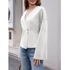 Saodimallsu Womens V Neck Cardigans Long Bell Sleeve Button Down