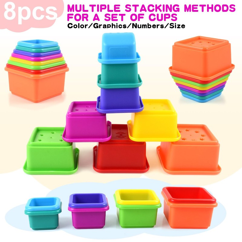 Cosaway Baby Stacking Nesting Cups Toy, Montessori Toys for Toddlers