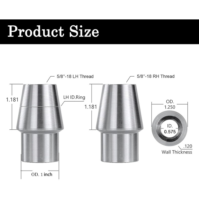 OUBULU 5/8” Heim Joints Rod End Kit, 0.625” Chromoly Joints