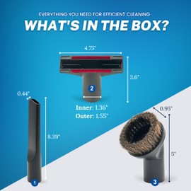 1-3/8'' Vacuum Brush Attachments for Shark, Miele & Most Canister/Handheld Vacuums – Crevice Tool, Upholstery & Horsehair Dusting Brushes - Pet Hair Removal Attachment