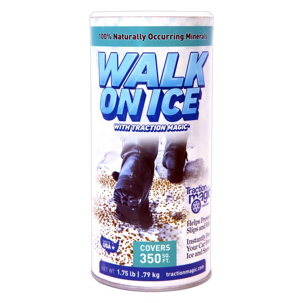 Traction Magic Walk on Ice for Snow & Ice,Instant Grip,No Slips or Falls on Sidewalks or Walkways,Free Your Car,Child & Pet Safe,Unique Mineral Blend for Traction,100% Salt & Chemical Free-1.75 Lb CAN