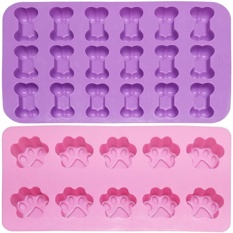 2-Piece Puppy Dog Paw Baking pan, Silicone Dog Bone Cookie