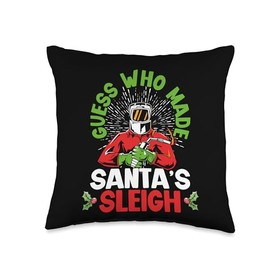 Guess Who Made Santa's Sleigh Welder Steelworker Christmas Welder Welding Santa Claus Steelworker Xmas Throw Pillow, 16x16, Multicolor