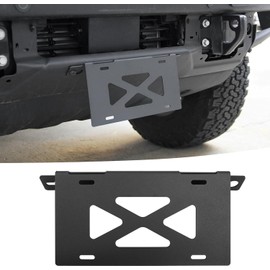 Soporte de placa de matrícula delantera compatible con Ford Bronco 2021-2025 con parachoques modular de servicio pesado, soporte de marco de etiqueta de acero sin necesidad de perforación, accesorios