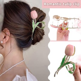 Pack of 6 Butterfly Hair Clips Kraeoke Fishtail Hair Clip Wheat Hair Clips Tulip Back Clip Large Flowers Hair Clip (Combination 2)