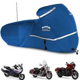 Rosefray Motorcycle Cover with Side Box Heavy Duty 600D Waterproof for Touring Models Harley Davidson Road King,Road Glide,Street Glide, Electra Glide,Low Rider-ST Indoor & Outdoor Storage Blue
