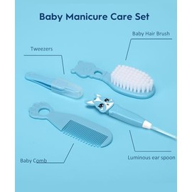 Baby Healthcare and Grooming Kit, Safety Newborn Nursery Baby Care Kit, with Hair Brush Comb, Nail Clipper, Thermometer, Pacifier Clip, Baby Registry 