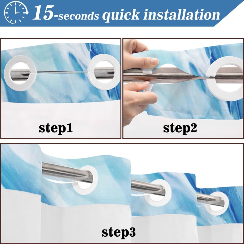 Marble Hookless Shower Curtain with Snap in Liner, 71x74 in,