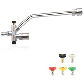 Foam Cannon Dual-Connector Accessory, Pressure Washer Double Tip Attachment for Soap Cannon, Up to 4000 PSI 5 Pressure Washer Sprayer Nozzles, 1/4" Quick