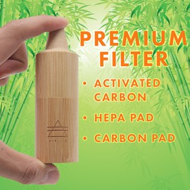 Personal Bamboo Smoke Air Filter 2 Pack - Odor and Smoke Eliminator - Travel Size Compact Filter - 100+ Uses Each