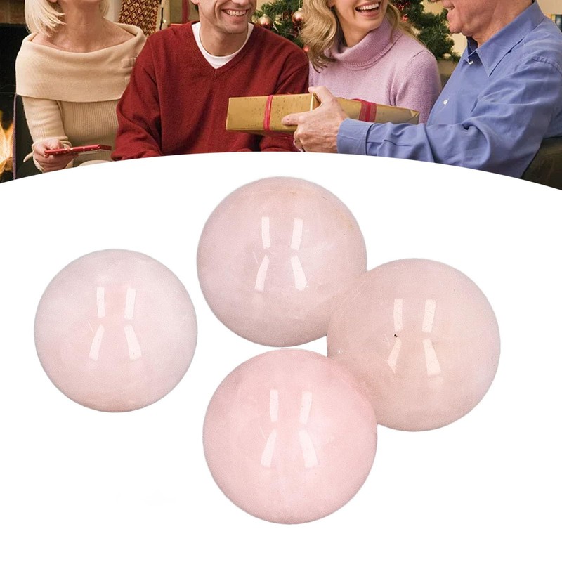 Okuyonic Esfera de Cuarzo Rosa, Tamaño de Palma, 4 Piezas,