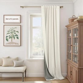 60 Inch Extra Wide Curtains for Windows 120 to 140 Blackout Linen 90 Inch Long Light Blocking Soundproof Patio Door Curtain 2 Panels Floor to Ceiling Drapes Heavy Thermal Insulated 60x90 Cream Ivory