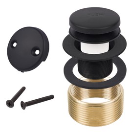 Kit de conversión de drenaje de tina negra con placa frontal de desbordamiento de dos agujeros, kit de recorte de drenaje de punta de repuesto Minupwell con montaje universal de rosca fina/gruesa, negro mate