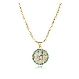 SBI Jewelry Green CZ Zodiac Libra Gold Necklace for Women September October Birthday Sister Daughter Family