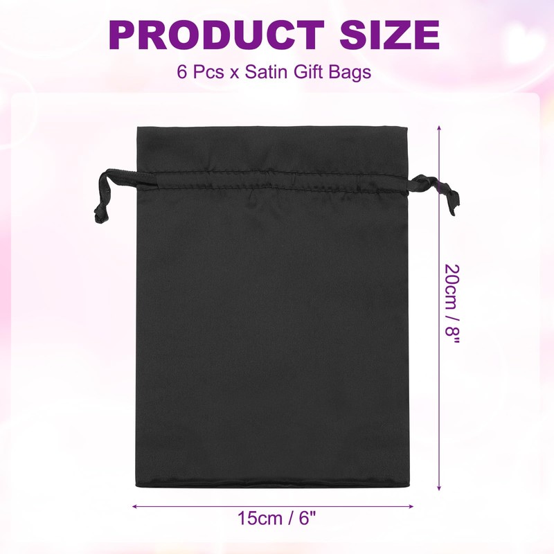 PATIKIL Satin Gift Bags, 6 Pcs 8 x 6 Inch