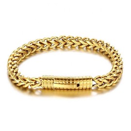 Vinoya Link Bracelets for Men Cuban Link Stainless Steel 18 cm Length Yellow Gold Plated Bracelet Chains Wristband Jewelry Gift for Men