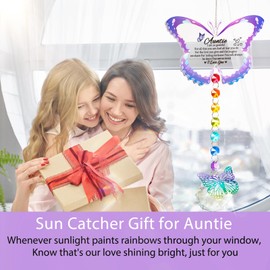 Focxoio Auntie Gifts, Birthday Gifts for Aunty from Niece Nephew Crystal Butterfly SunCatchers, Best Auntie Gifts, Special Auntie Gifts for Mother's Day for Auntie