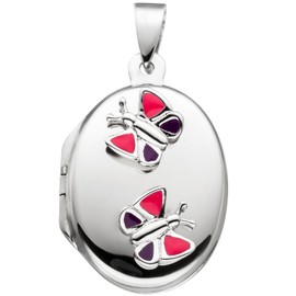 Jobo Childrens Locket Butterfly 925 Silver Open 2 Photos, Silver, No Gemstone