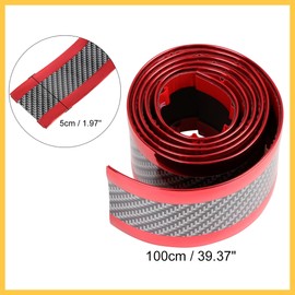 REPAIROCK 1m 3.3ft Universal Car Door Sill Protector Entry Edge Guard Strip Sticker Carbon Fiber Pattern Red Auto Replacement Parts