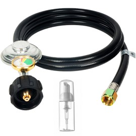 Propane Regulator Hose with Propane Tank Pressure Gauge for Weber Blackstone 28''/36'' Grills, Gas Grill Regulator Replacement Parts for Most LPG Grills Fire Pit Tables, 3/8” Female Flare Nut