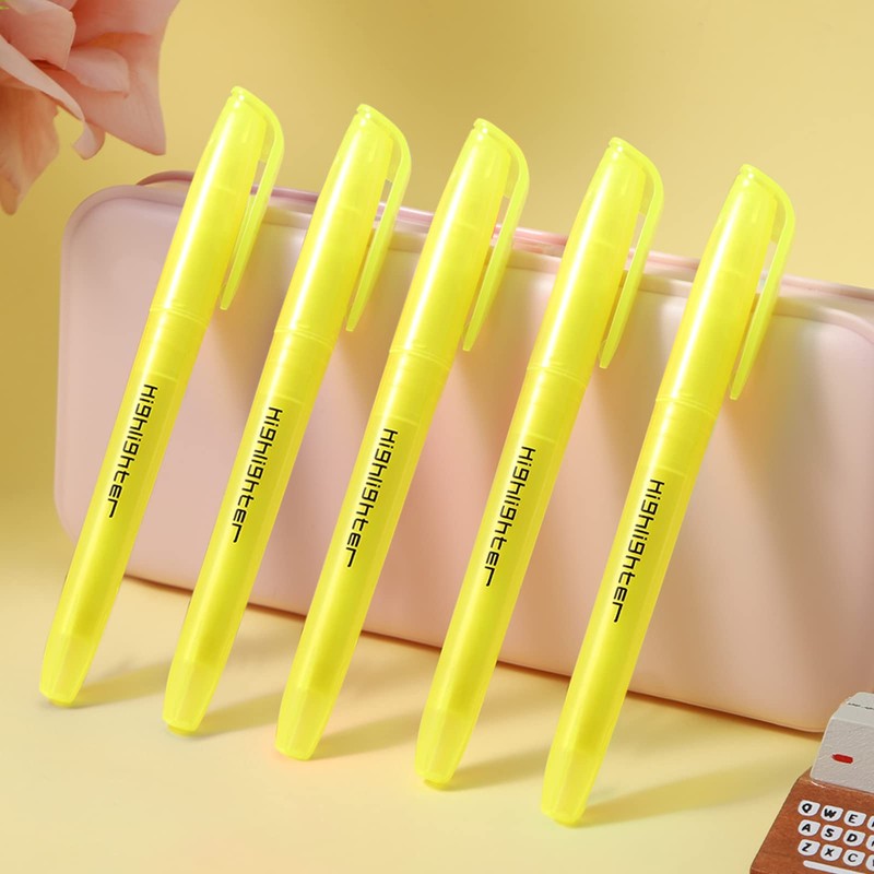Thenshop 100 Pcs Yellow Highlighters Bulk Pocket Style Gel No