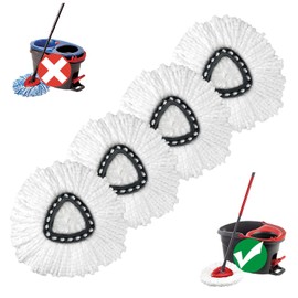 Mop Replace Head, 4 Pack Spin Mop Replacement Head for Ocedar Easywring 1-Tank System, Easy Cleaning, Microfiber, Machine Washable
