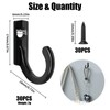 KATIMI Pack of 30 Black Screw-On Hooks, Wall Hooks for