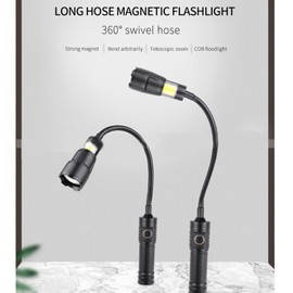 Work Light, 1000LM LED Work Light Magnetic Flexible LED Flashlight Type C Zoomable Torch Light with COB Side Light for Outdoor Camping Running Cycling Fishing
