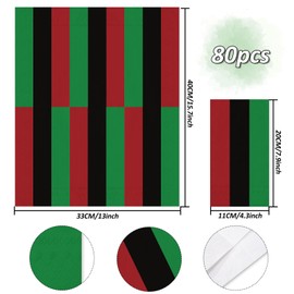 Whaline 80Pcs Black History Month Guest Paper Napkin Red Black Green Stripe Disposable Guest Hand Towel African Heritage Holiday Bathroom Napkin for African Freedom Kwanzaa Juneteenth Party Decor
