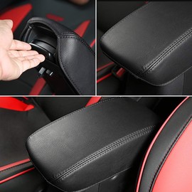INTGET Center Console Armrest Cover for 2020 2021 2022 Jeep Compass Accessories 2017 2018 2019 Interior Center Console Lid Cover Leather Elbow Arm Rest Cover Pad Protector (Black with Black Stitches)
