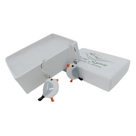 Seagull Bird Earrings resin enamel charm dangles on sterling silver earwires Gift Box included. (SeagullSS)