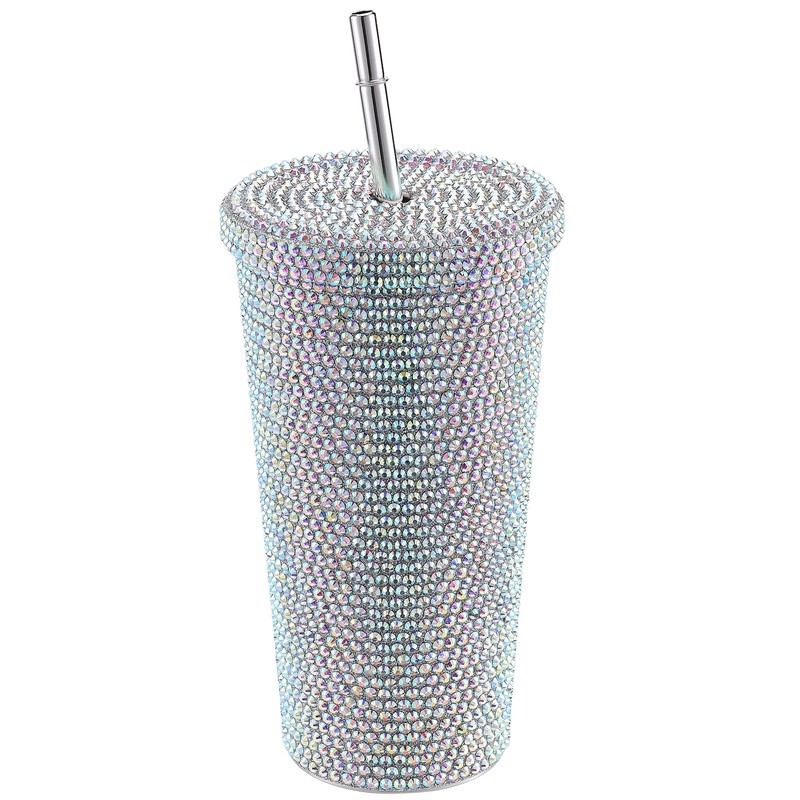 500ml Water Bottle Stainless Steel Rhinestone Decoration Vacuum Water Cup
