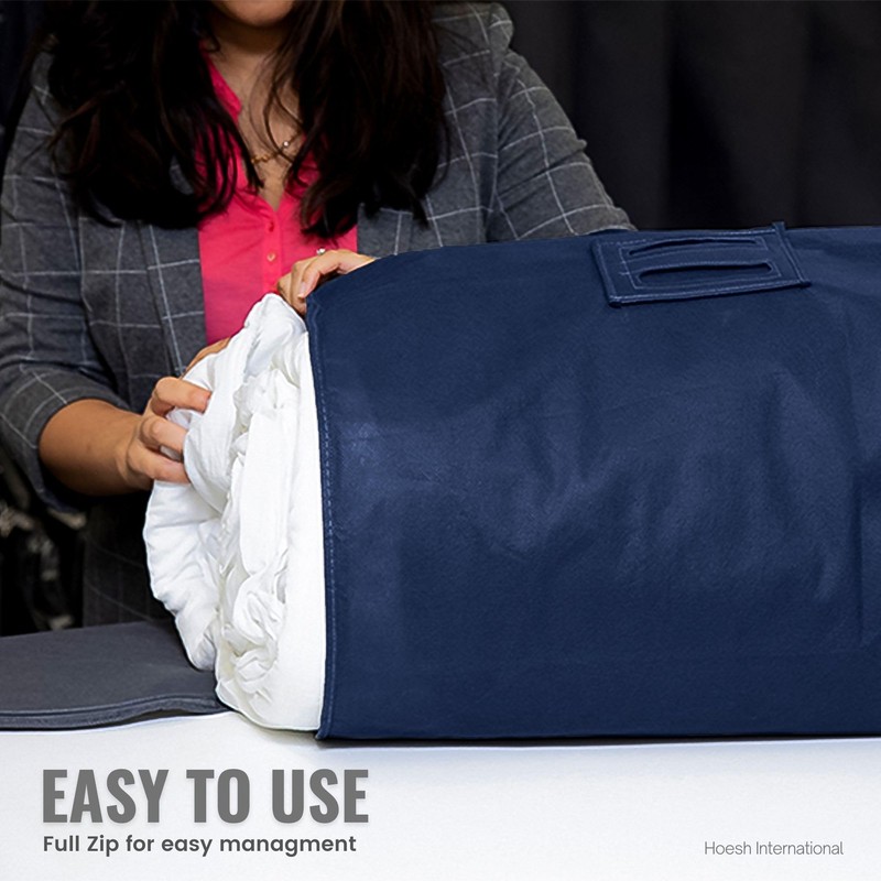 Hoesh UK Navy Double Duvet Storage Bag - Breathable Cotton