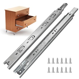 14 inch Drawer Slides 4 Pairs (8pcs) Full Extension Ball Bearing Drawer Slide 3 fold Full Stretch Side Mount Drawer Slides 100 LB Capacity Drawer Slide 14" Silver