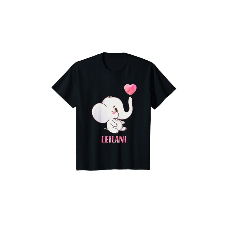 Kinder Leilani Vorname Mädchen Personalisiertes Baby Elefanten T-Shirt
